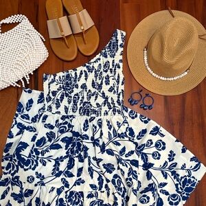 Sunday One-Shoulder Blue Floral Maxi Dress